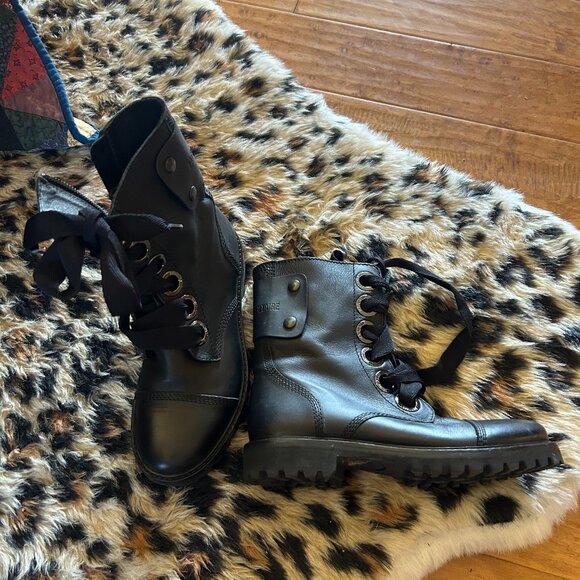 Zadig & Voltaire Black Combat Boots | Size 37 (US–7) - Picture 1 of 4